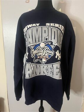 Hanes Navy Crewneck Sweatshirt with Silver and White Graphic